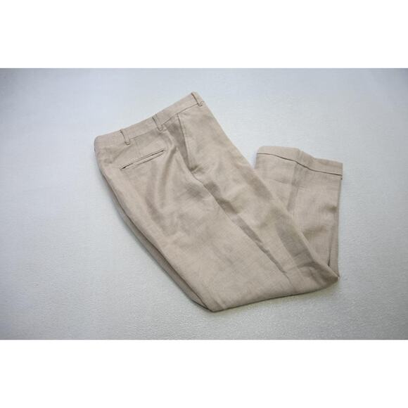 ORVIS Linen Cotton Blend Pants Flat Made In USA Houndstooth Mens Size 35 x 29 - Picture 1 of 10